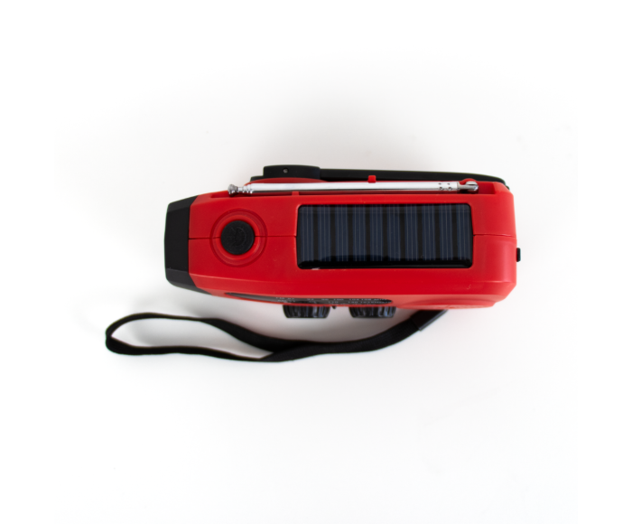 Brixy Noodradio - Opwindbaar & Solar - Zaklamp & Powerbank - 2000 mAh - Rood