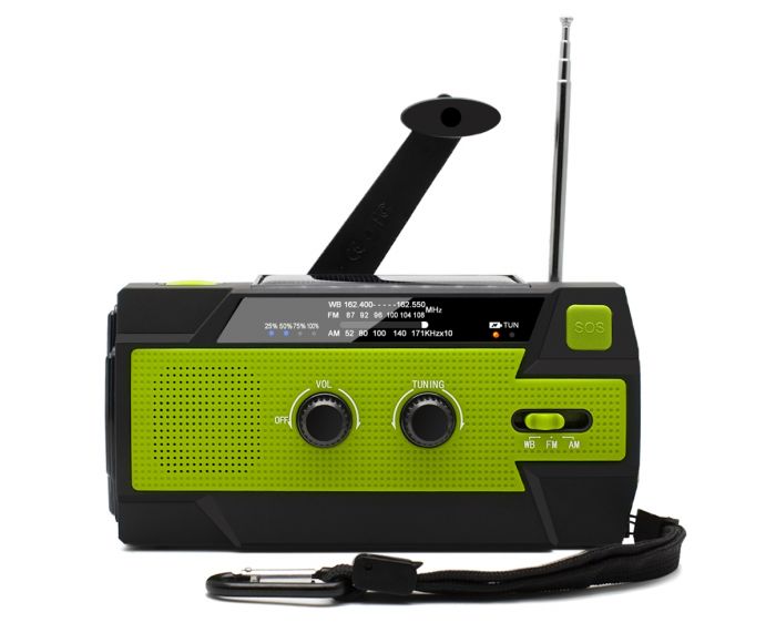 Noodradio met Dynamo, zonnepaneel en 4000 mAh accu